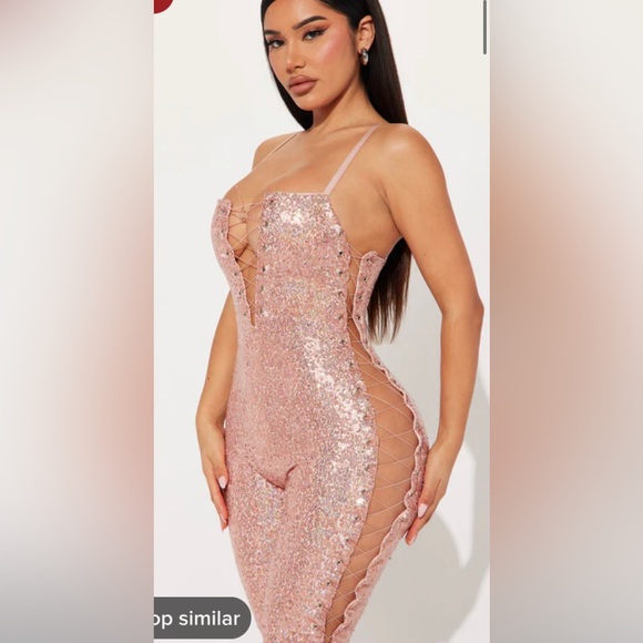 NWT sequins lace up jumpsuit 💗 - Picture 3 of 16
